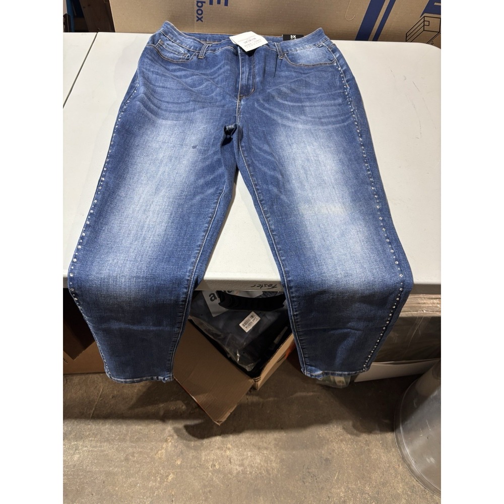 NWT Vocal dark‎ Wash skinny bling trim jean 3X